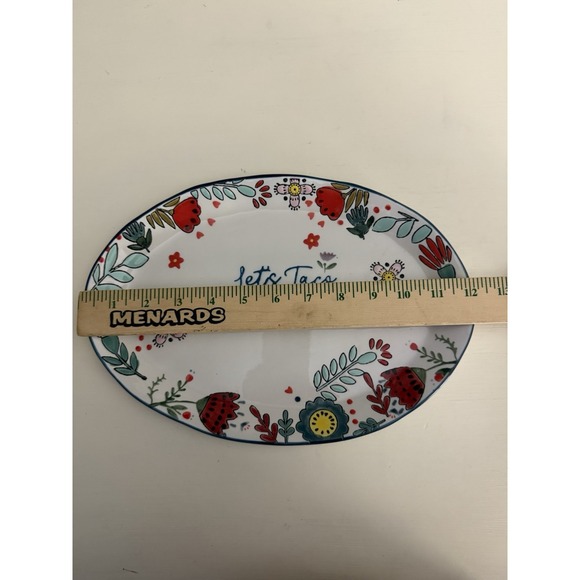 Taco Tuesday Let's Taco Bout It Platter‎ 12"x 8" Salsa Queso Bowl 4" Fiesta - Picture 8 of 13